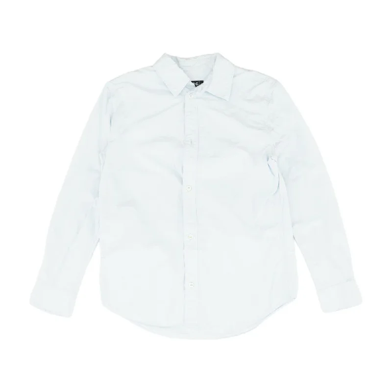 Men's Shirts with Mock NecksBlue Solid Long Sleeve Button Down