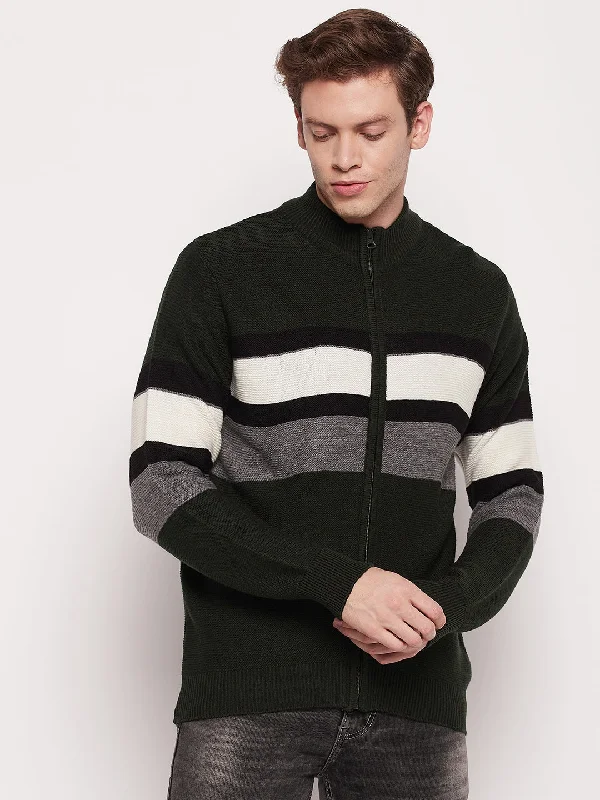 Men's Sweaters with PocketsMen Olive Sweater