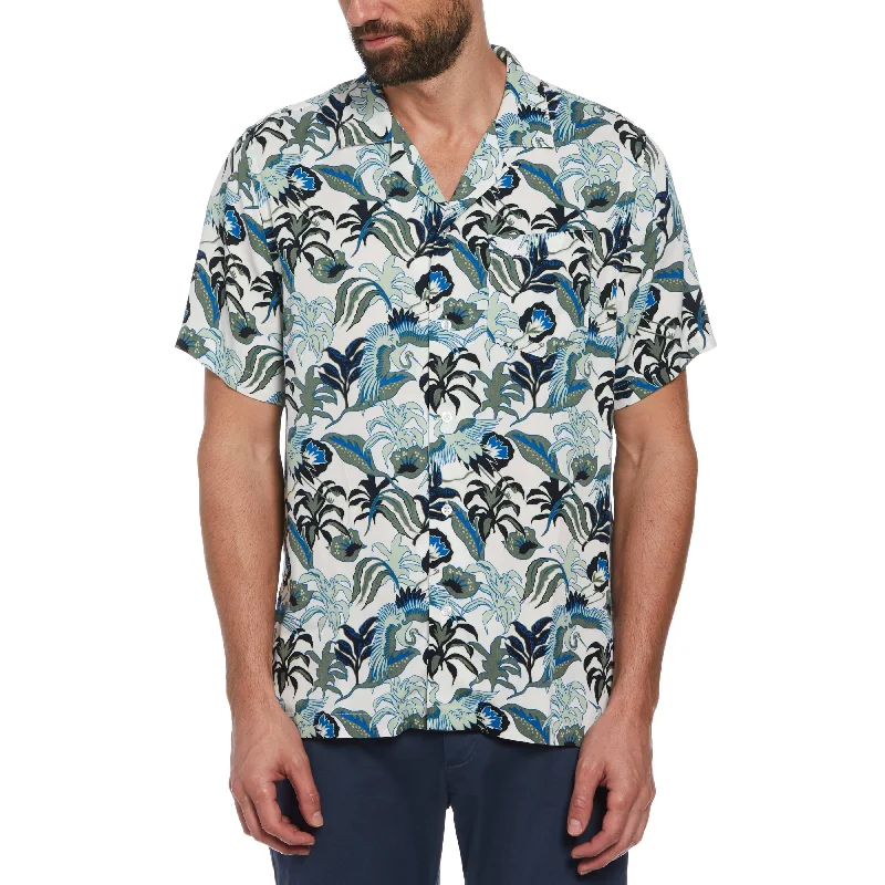 Men's Luxury Shirts for High-End FashionFloral Crane Print Shirt