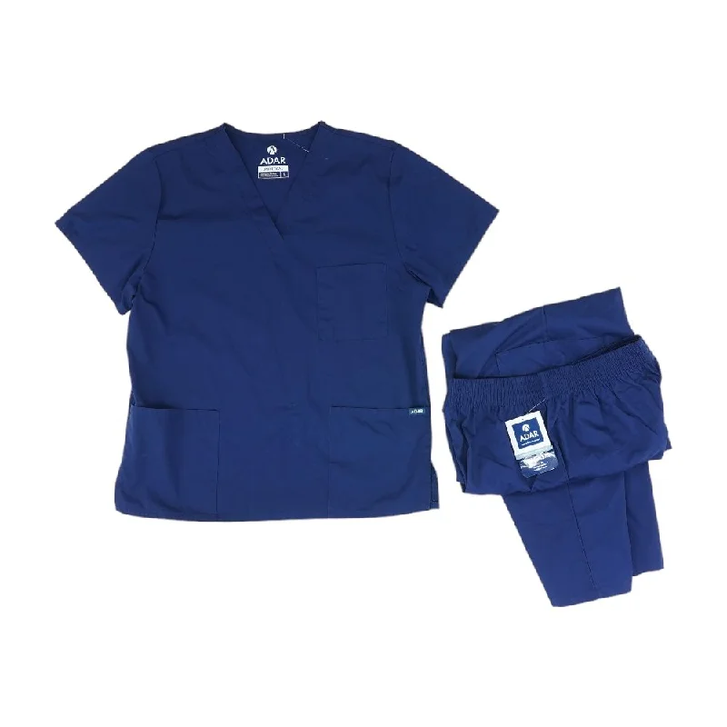 Men's Shirts with Button-Down CollarsNavy Solid Scrub Top and Pants Set